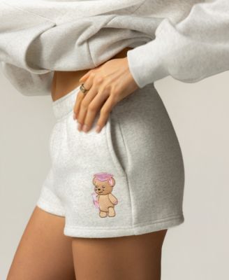 Juniors' Graduation Bear Fleece Shorts