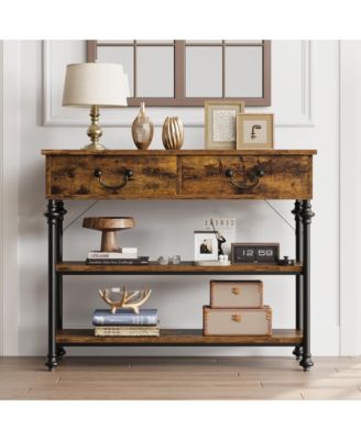 Console Table with Drawers, Narrow Entryway Table with Storage Shelf for Living Room, Hallway or Bedroom