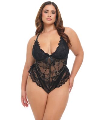 Women's Curvy Valentine Sheer Lacey Teddy