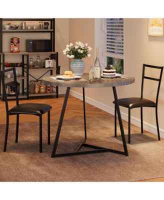 Dining Table Set for 2, Kitchen Table and Chairs for 2 with Upholstered Chairs, 3 Piece Dining Room Table Set, Round Kitchen Table Set