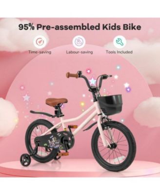  Kids Bike with Basket and Adjustable Handlebar