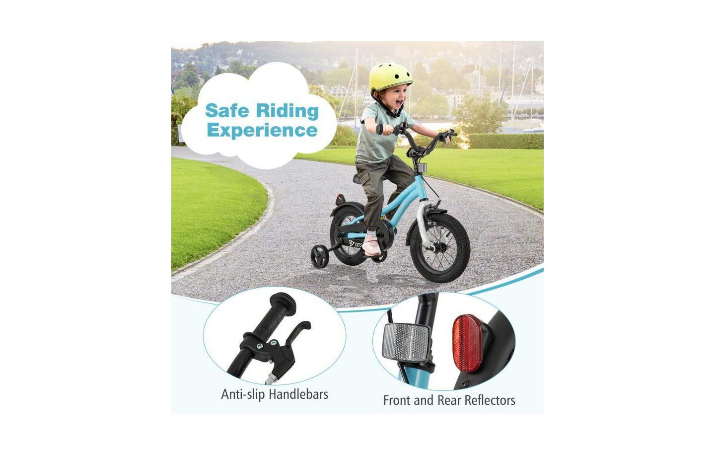 Детская игрушка HONGGE Adjustable Kids Bike with Training Wheels, Ages 3-4, цвет: Синий — фото 7