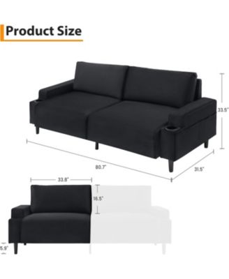 80.7" Loveseat Sofa, Fabric Sleeper Couch with Wood Frame, Easy Assembly for Apartment