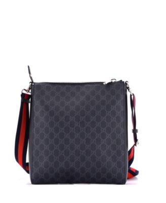 Medium Web Strap Front Zip Messenger Bag GG Coated Canvas