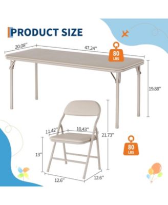 5 Piece Folding Kids Table and Chairs Set, Children Activity Table and Chairs Set for Dining Room,Daycare,Classrooms