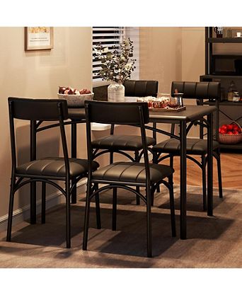 Kitchen Table and Chairs for 4, Rectangular Dining Set with Upholstered Chairs, Perfect for Small Spaces