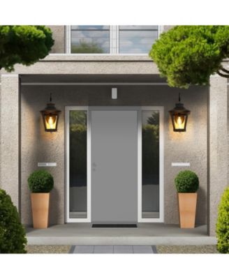 21"(H) 1-Pack Outdoor Wall Lantern Light – Vintage Metal and Clear Glass Sconce with Decorative Scroll Design for Porch, Patio