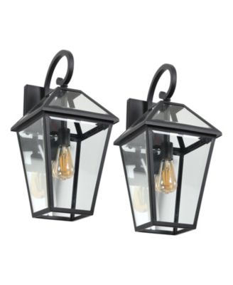21"(H) 2-Pack Outdoor Wall Lantern Light – Modern Metal and Clear Glass Sconce for Porch, Patio, and Garden Lighting (Bulb Not Included)