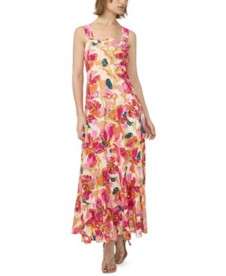 Women's Smocked Back Challis Maxi Dress