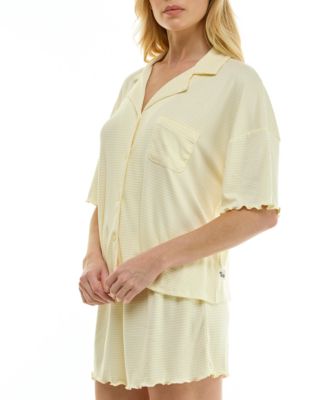 Women's Short-Sleeve Top and Elastic Waistband Shorts, 2-Piece Set