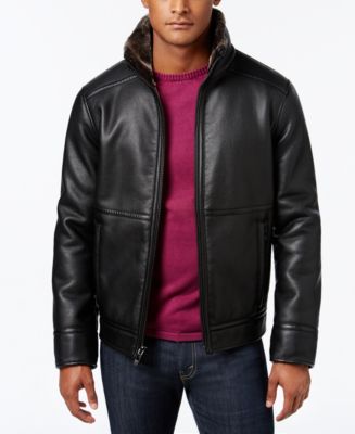 Calvin Klein Men s Pebble Faux Leather Jacket with Faux Fur Lining Macy s