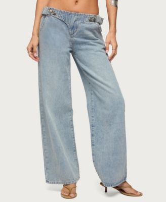 Women's Buckled Low Rise Baggy Jeans