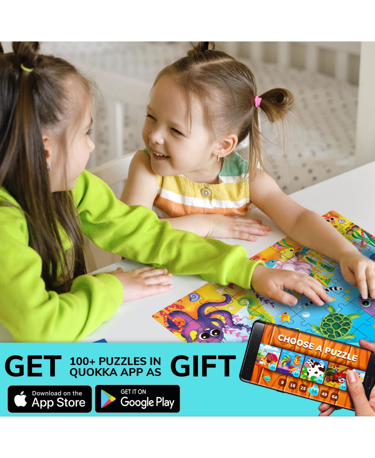 Детский пазл Quokka Four 60-Piece Jigsaw Puzzles, Ages 4+, цвет: Тёмно-зелёный океанский — фото 5