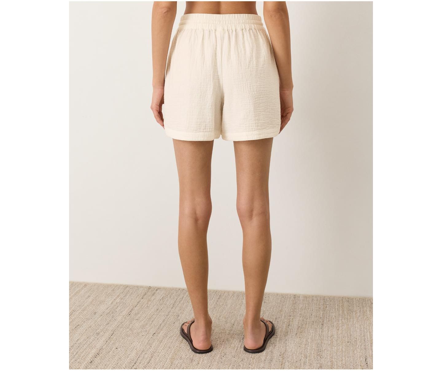 Женские шорты Pact Organic Cotton Coastal Double Gauze Curved Hem Short, цвет: Кремовый — фото 4