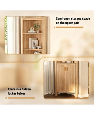 Tall Corner Cabinet shelf with Fluted Door