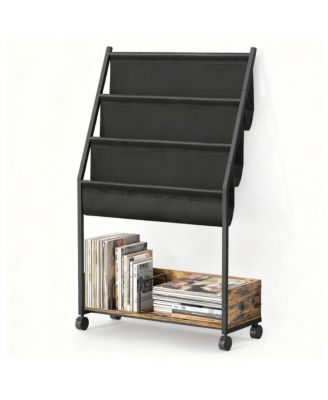3-Tier Display Shelf Holds 200 LPs Movable Organizer Rack Cabinet