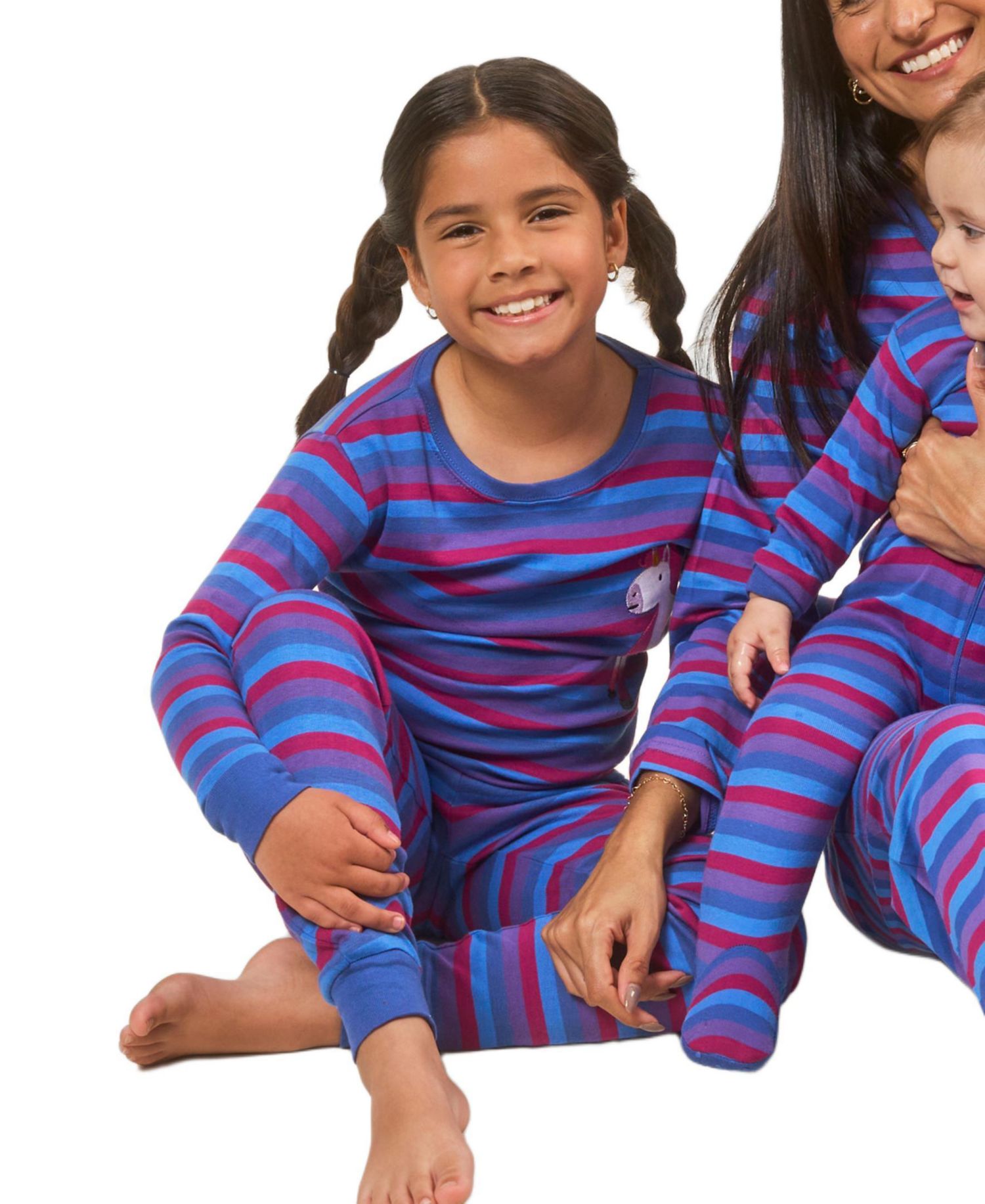 Kids Matching Family Two Piece Cotton Long Sleeve Striped Pajamas 6-14