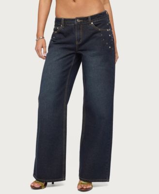 Women's Spiral Studded Low Rise Baggy Jeans