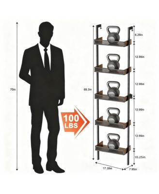 Wine Rack Bottles Wall Mounted Metal Wood Storage Shelf