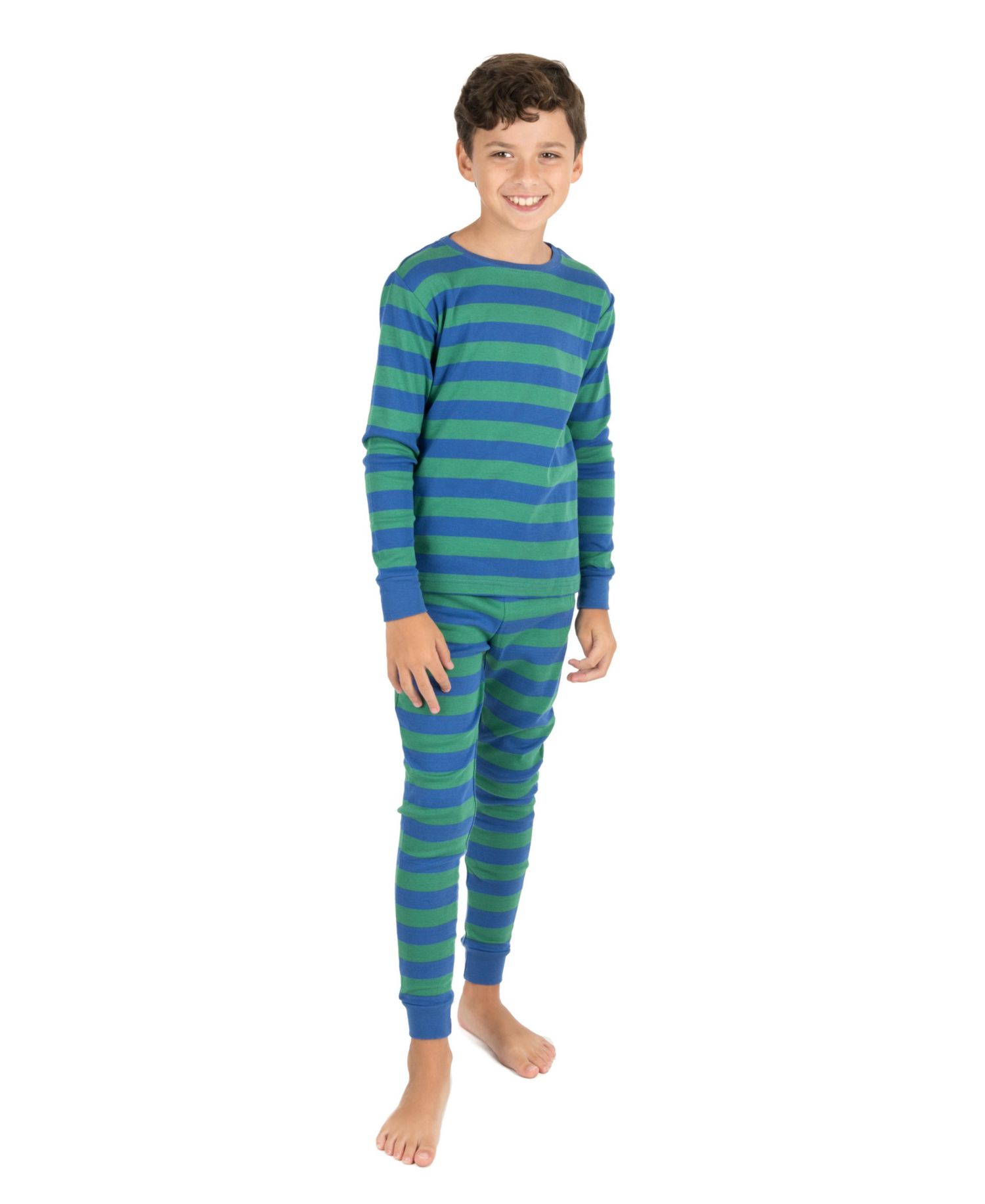 Kids Matching Family Two Piece Cotton Long Sleeve Striped Pajamas 6-14