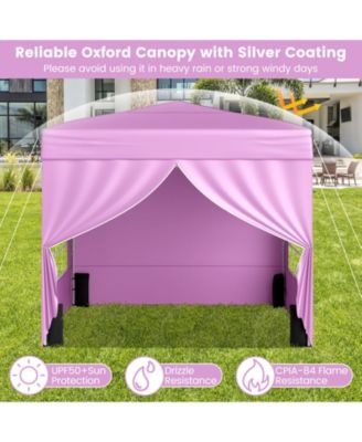 10 X 10 FT Pop up Canopy Tent w/ 4 Sidewalls Wheeled Bag 4 Sandbags 8 Stakes