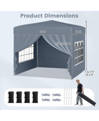10 X 10 FT Pop up Canopy Tent w/ 4 Sidewalls Wheeled Bag 4 Sandbags 8 Stakes
