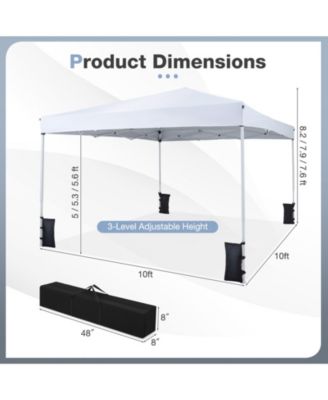 10 x 10 FT Pop up Canopy Tent w/Carrying Bag 4 Sandbags 8 Stakes 4 Wind Ropes