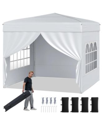 10 X 10 FT Pop up Canopy Tent w/ 4 Sidewalls Wheeled Bag 4 Sandbags 8 Stakes