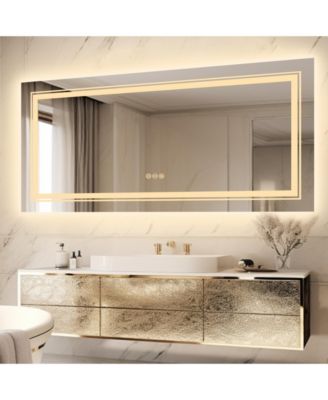 39.37x23.62 inch Square LED Bathroom Mirror Illuminated Dimmable 3 Colors Smart Touch