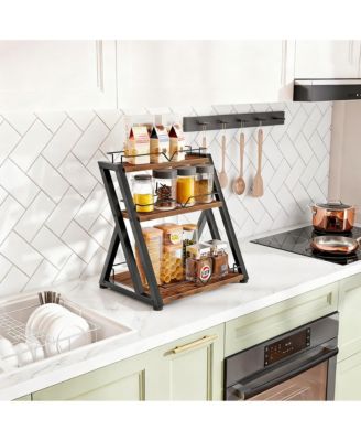 3-Tier Spice Rack Countertop Rustic Metal Shelf
