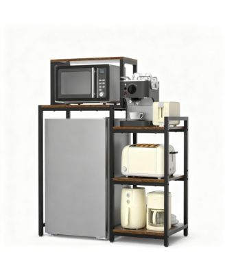 Mini Fridge Stand Microwave Cabinet 3-Tier Wood Storage Rack Dorm Kitchen