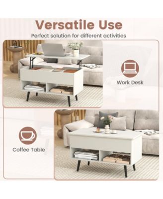 31.5 Inch Lift-Top Coffee Table with Hidden Storage and 2 Open Shelves