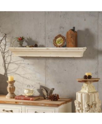 36.3 Inch Rustic Solid Wood Wall Mounted Decorative Long Shelf