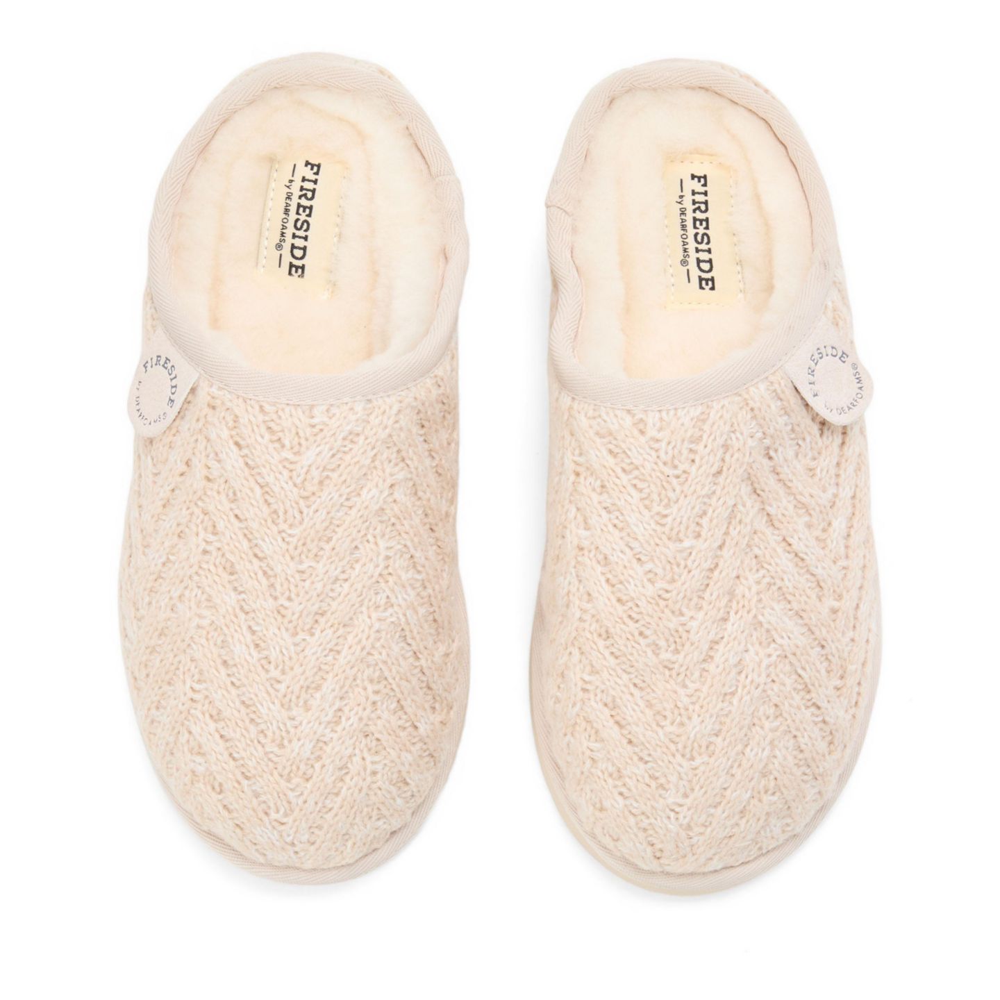Женские сабо Dearfoams Greta Genuine Shearling Knit Clog Slipper, цвет: Костяной — фото 7