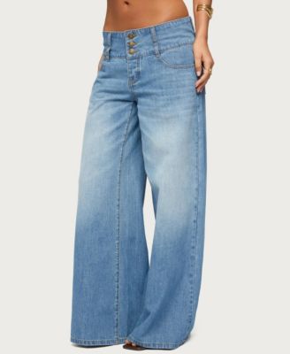 Women's Wide Waistband Low Rise Baggy Jeans