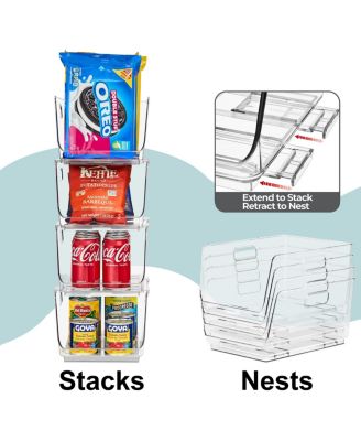Medium Stackable Open Front Storage Bins - For Pantry, Kitchen and Home Organization