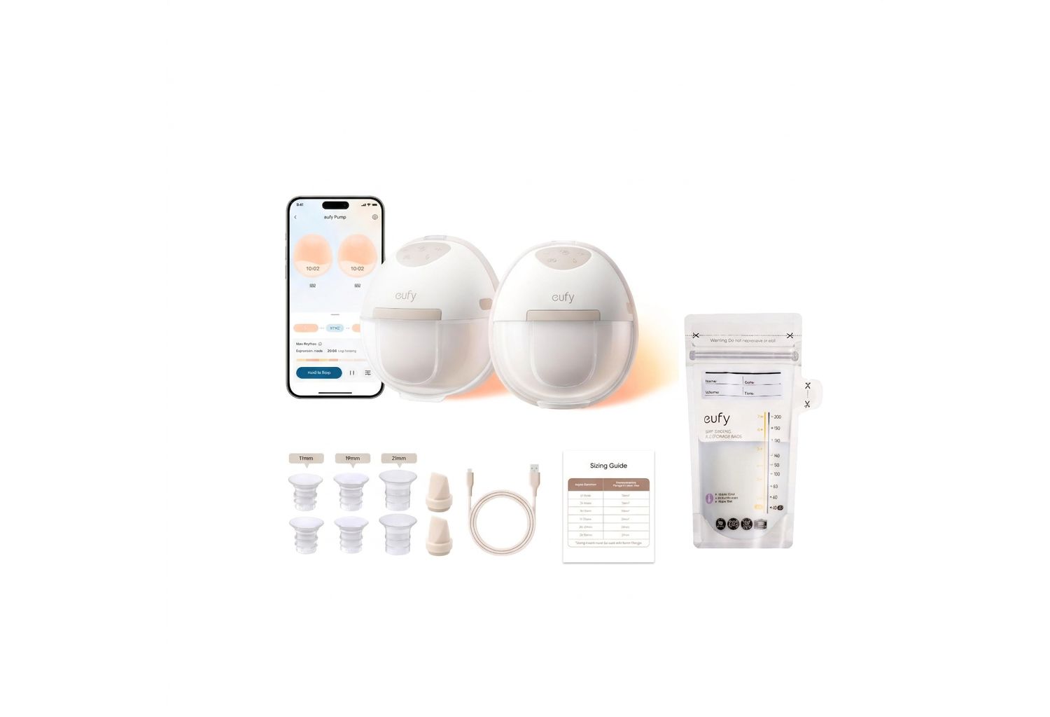 Security Wearable Breast Pump E20 with Milk Storage Bag (120 Pieces)