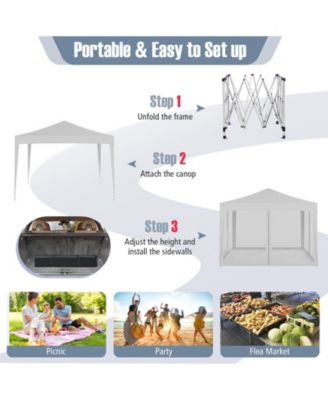 10 FT x 10 FT Pop-Up Canopy Tent w/ Mesh Netting Carry Bag 8 Stakes and 4 Ropes