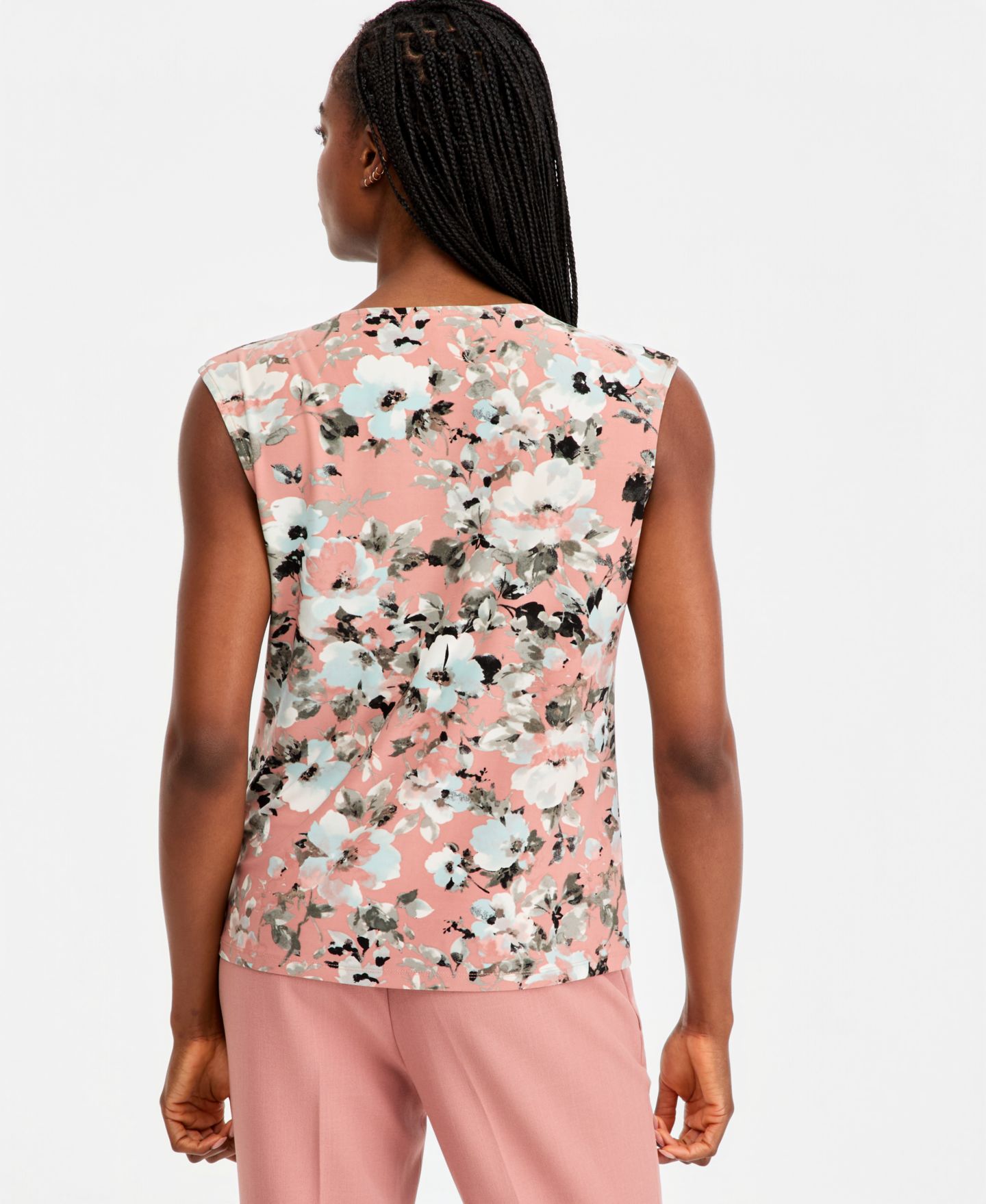 Женский топ Kasper Pleated Keyhole-Neck Top, цвет: Разноцветный — фото 4
