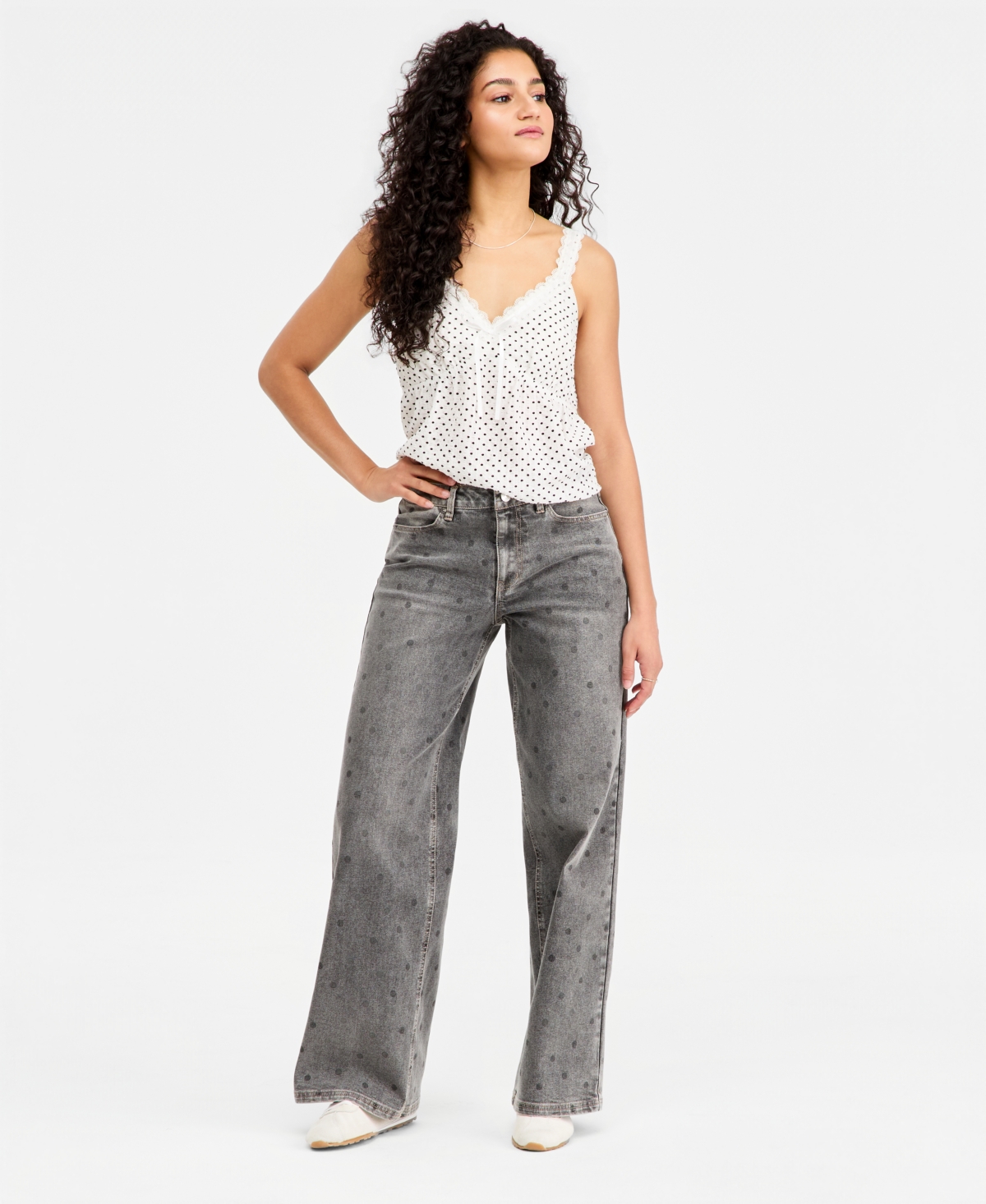 Madden Girl Juniors' Ultra '90s Polka-Dot Jeans