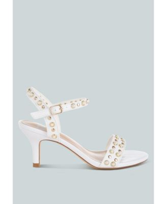 Rag and Co Womens Nidara Studded Real Leather Kitten Sandals