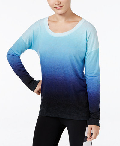 Ideology Long-Sleeve Dip-Dyed Top, Only at Macy's