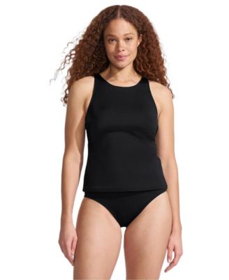 Women's D-Cup Tugless High Neck Strappy Back Tankini Swimsuit Top