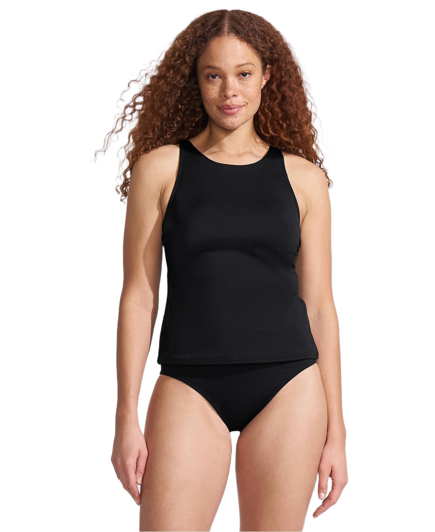 Women's D-Cup Tugless High Neck Strappy Back Tankini Swimsuit Top