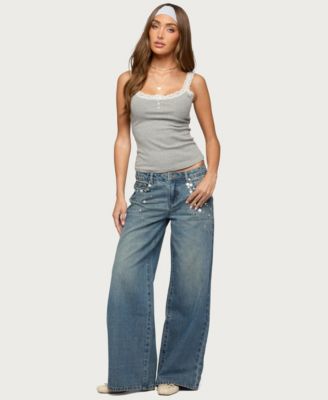 Women's Mahlia Button Low Rise Baggy Jeans