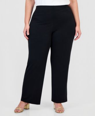 Plus and Petite Plus Size Wide-Leg Pull-On Pants