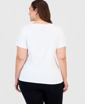 Plus Size Short-Sleeve Henley Top