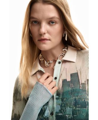 Women's Buttoned texture t-shirt