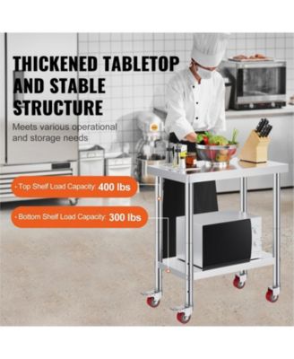 Stainless Steel Rolling Work Table with 4 Casters.