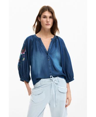 Women's Embroidered balloon blouse